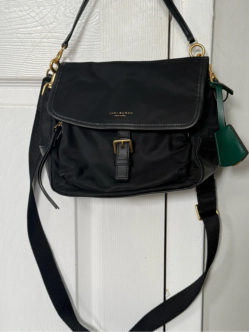 Tory Burch Perry Nylon Crossbody Bag Black Gold